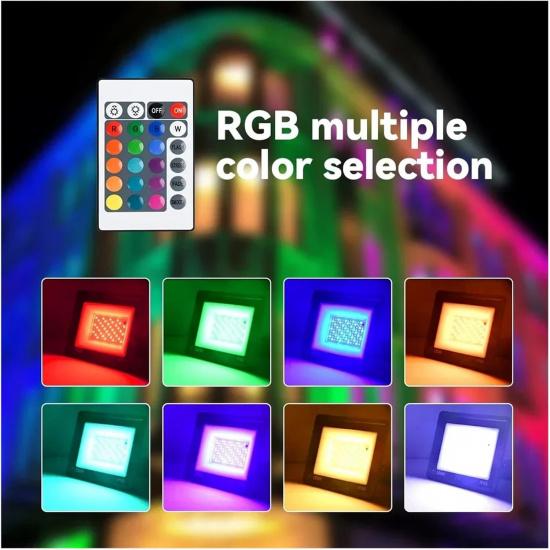 LED RGB Floodlight Reflector Outdoor Lighting AC 220 20W 30W 50W 100W IP66 Waterproof Outdoor RGB Spotlight Landscape Lighting for