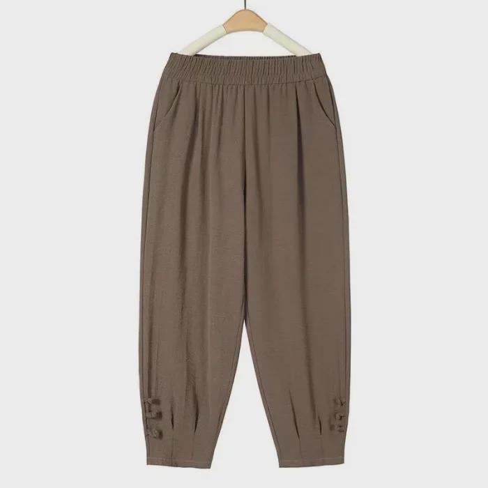 Sommer Dünne Caprihosen mit Hohem Bund für Mittelalte und Ältere Frauen - Locker, Kühl und Atmungsaktiv