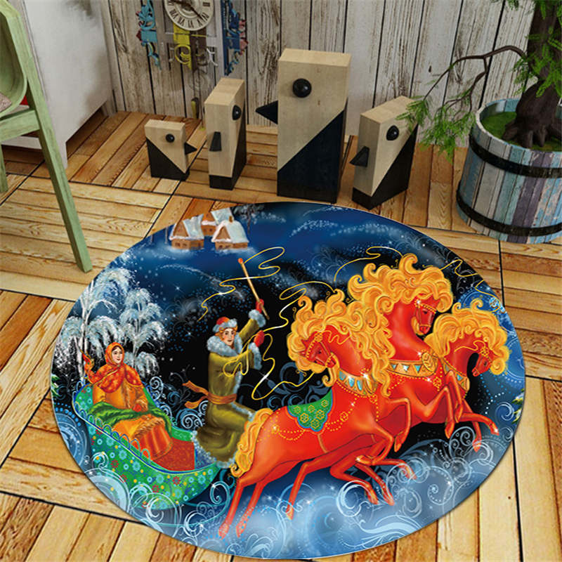 Novelty and Horror Printed Round Floor Mats Decorate the Doormat and Floor Mat of a Room At Home