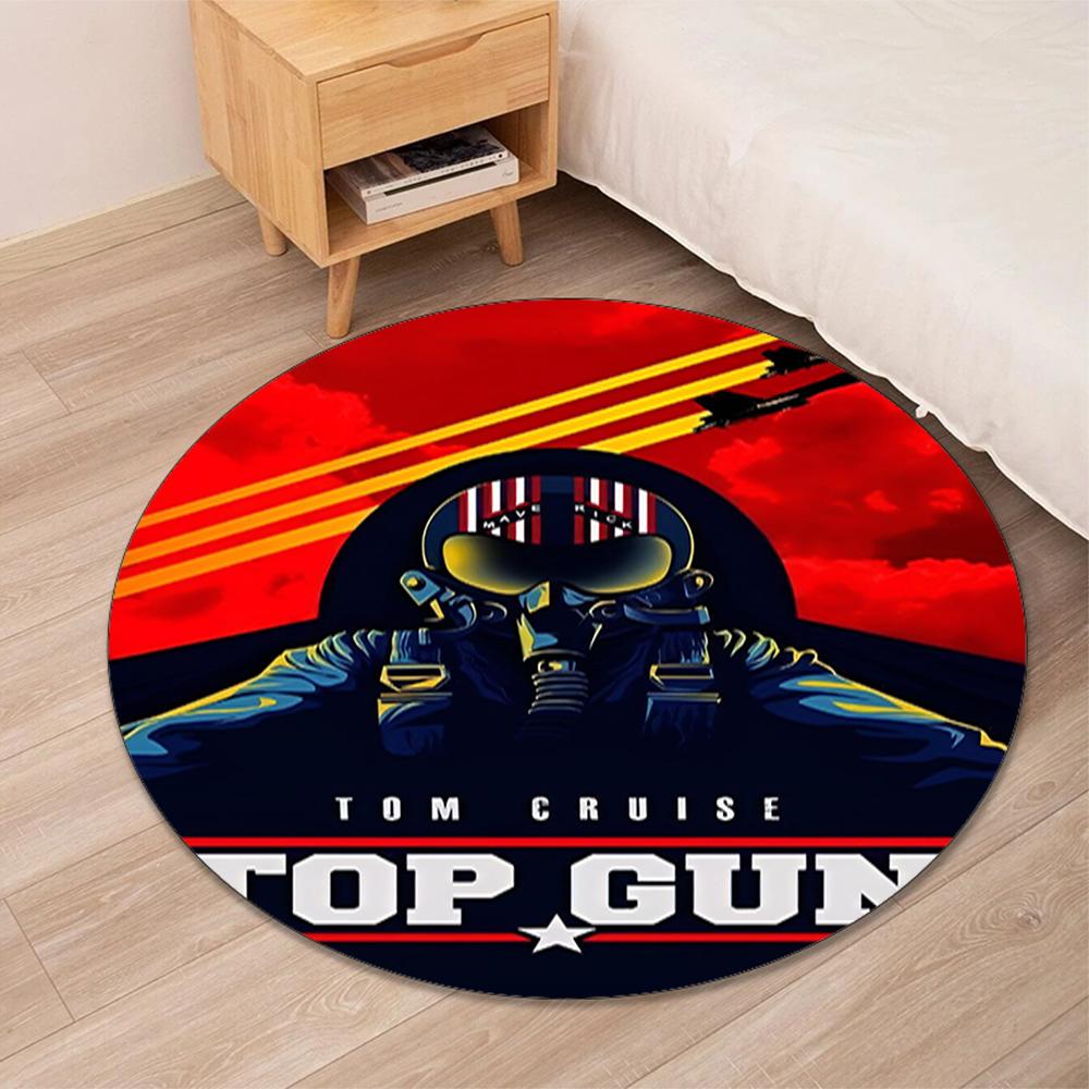 Top Gun Printed Round Rug Carpet Chair Rug Area Rug Entryway Doormats,for Office Chair Living Room Bedroom Kitchen Room.