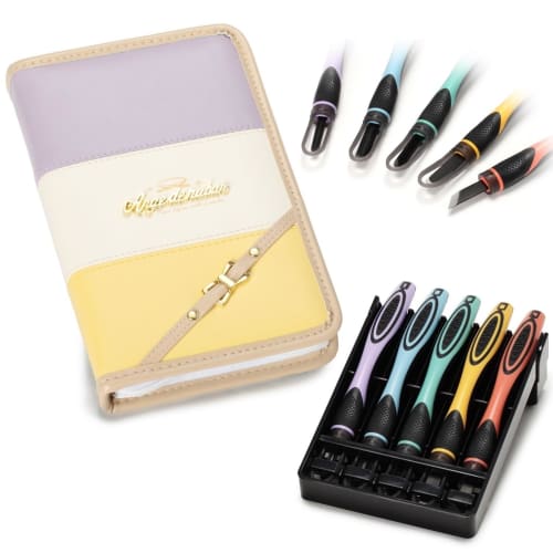 Moribe Creation 2-Way Grip Carving Knife Set with Safety Guard, Right-Handed, ANGE DE RUBAN, CKT-164