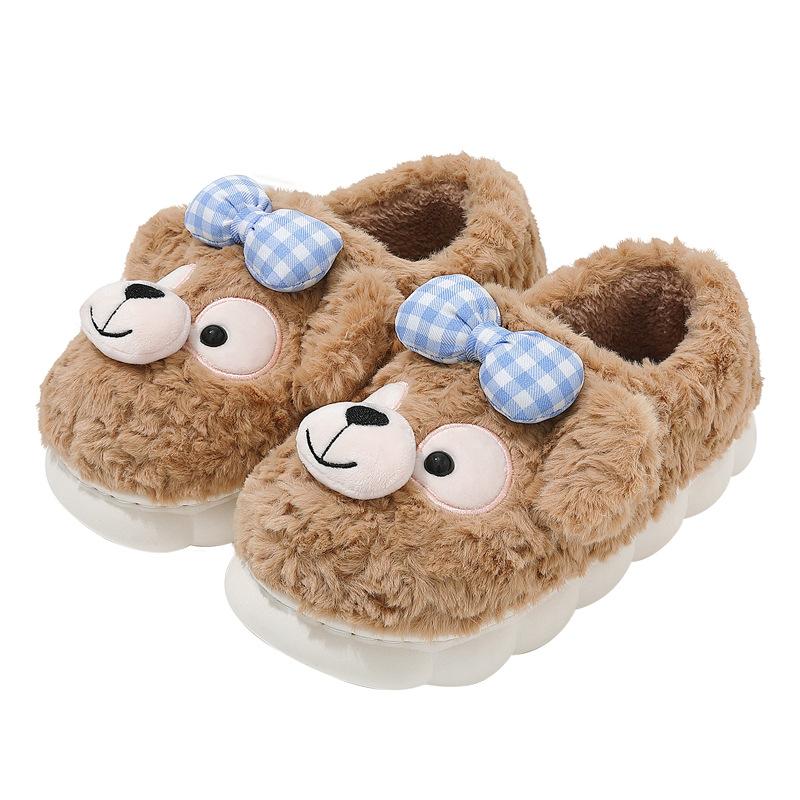 Kinder Baumwollpantoffeln Kinder Herbst- und Winterhaus Indoor warm und rutschfest Haus Eltern-Kind Plüschtasche und Baumwollschuhe