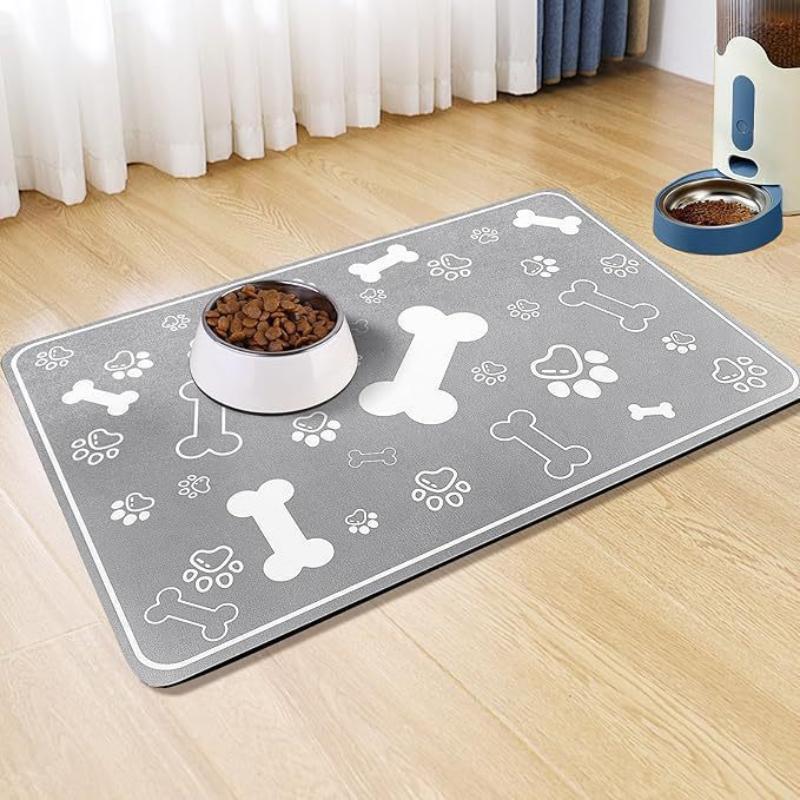 Pet Feeding Mat-Absorbent Pet Placemat Rubber Backing Quick Dry Water Mat For Dog Cat For Food And Water Bowl With Waterproof