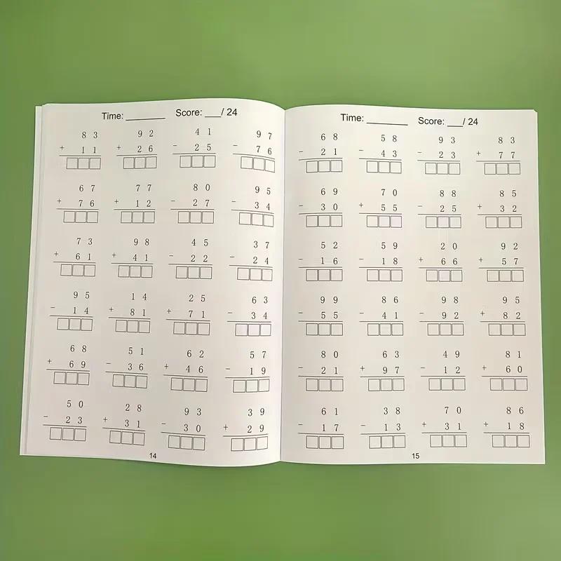 Math Practice Workbook Set Single-Digit & Double-Digit Addition Subtraction Calculation Training Grades 1-3 Learning Activities