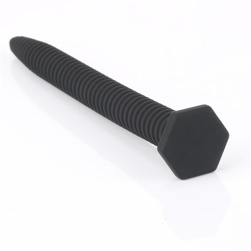 Black  Plug Screw Nail Urethral Silicone Sound Men  & Ball Toys