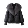 Women's Short Puffy Jacket with Luxurious Fox Fur Collar, Winter Warm Outerwear