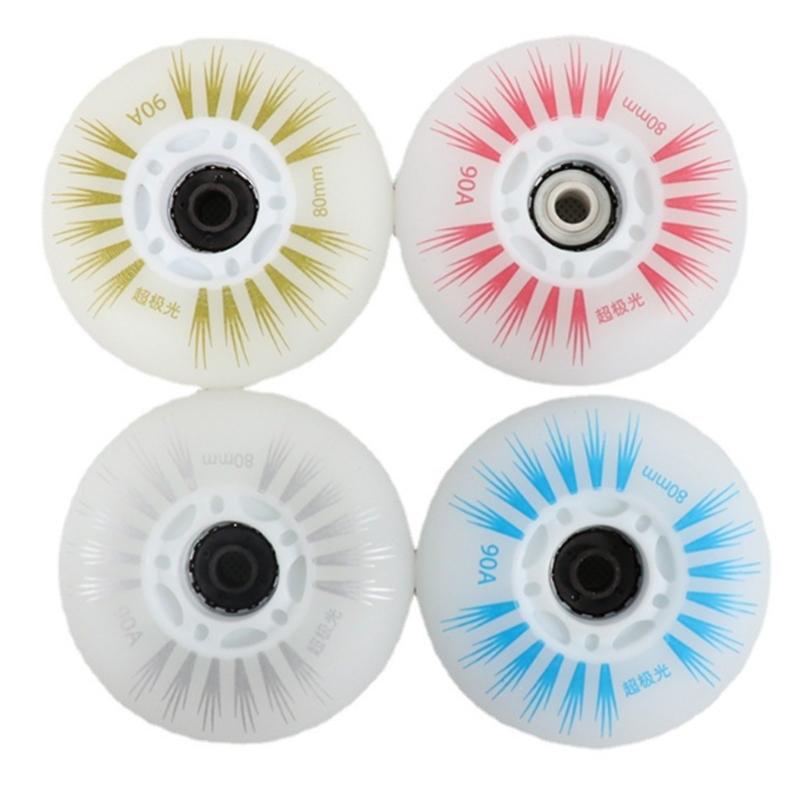 4 Pezzi Ruote Luminose Lampeggianti per Pattini in Linea Ruota LED Ruota da Pattinaggio Ruote per Pattini a Rotelle in Linea per Pattinare