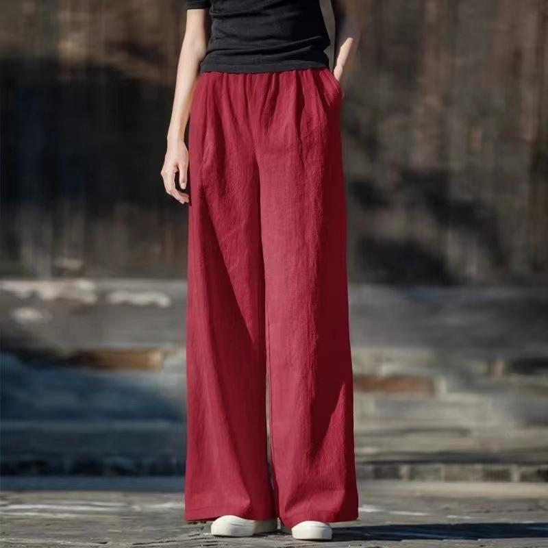 Cotton and Linen Wide-leg Pants Spring and Summer Literary Casual Pants Big Feet Wide-leg Pants Linen All-match Women's Long Pants