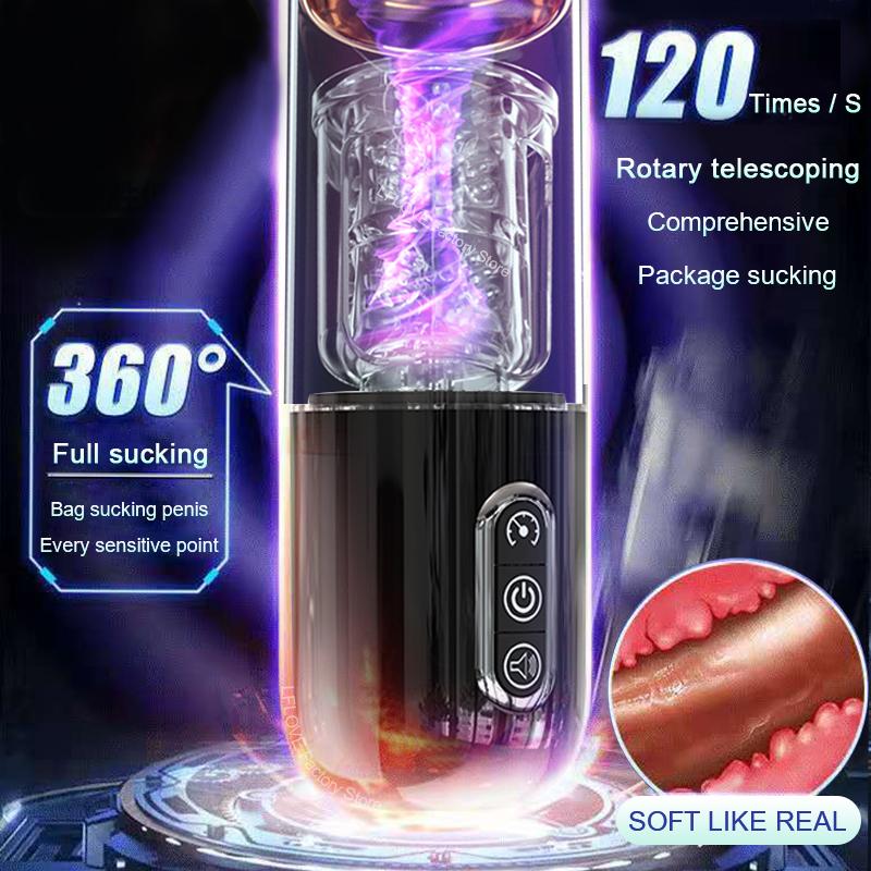 2025 Automatic Sucking Telescopic Rotating Masturbation Cup Male Sex Toys 5D Sensual Big Granules Real Vagina Pocket Oral Sex Adult 18+