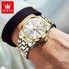 OLEVS Men's Watch Dual Calendar Display Waterproof Luminous Original Luxury Diamond Watch Fashion Men's Watch