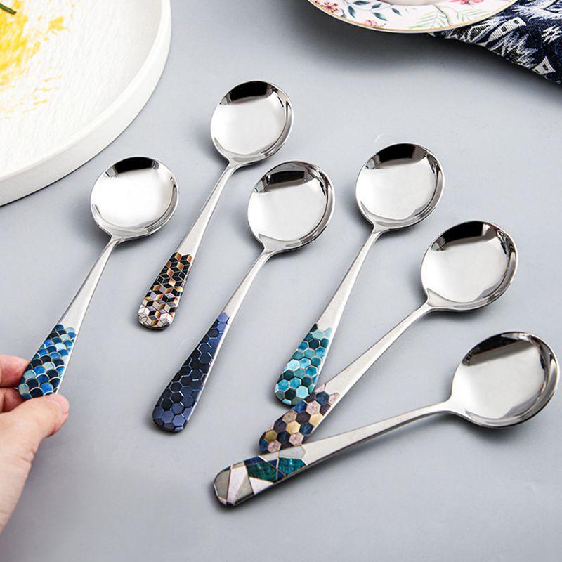 15cm Stainless Steel Long Handle Spoons Kitchen Cooking Utensil Tool Thickened Strong Soup Spoon Teaspoon For Kitchen Tableware