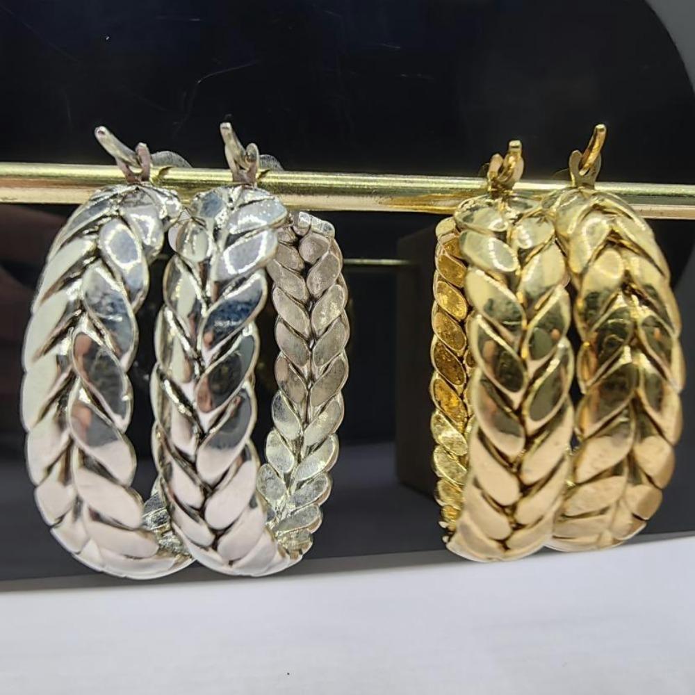 Peace Leaf Hoop Earrings Stainless Steel Wheat Ears European and American Trend Earrings