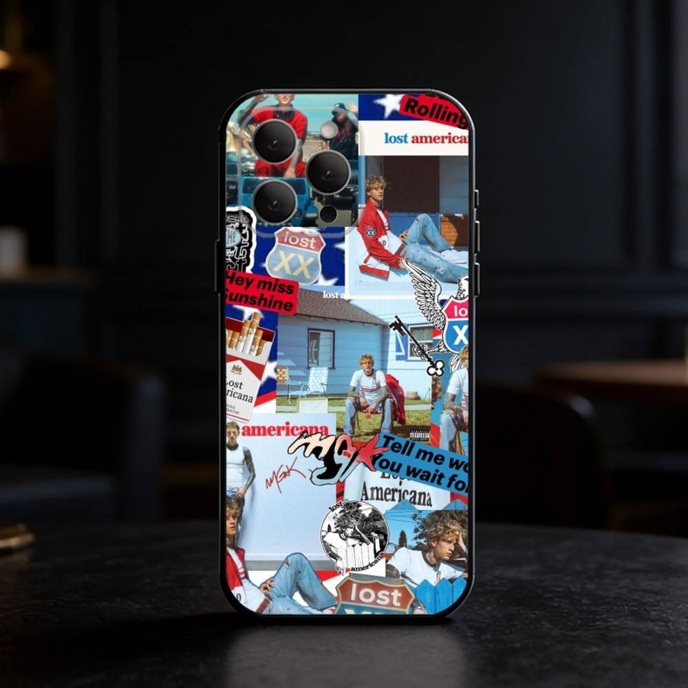 MGK LOST A-AMERICANA Phone Case For iPhone 17,16,15,14,13,12,11 Plus,Pro Max,SE4Soft Silicone Black Cover