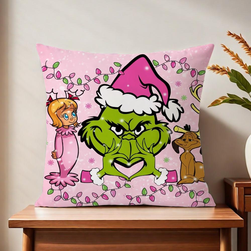 The Cartoon G-Grinch-H Cute Cushion Cover For Pillow Printing Sofa Decoration Home Car Room Coffee Shop Office Nordic Simplicity