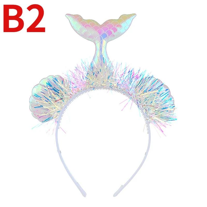 Little Mermaid Party Crown Headband Mermaid Tail Hat Photo Props for Girl Birthday Party Mermaid Hair Accessories