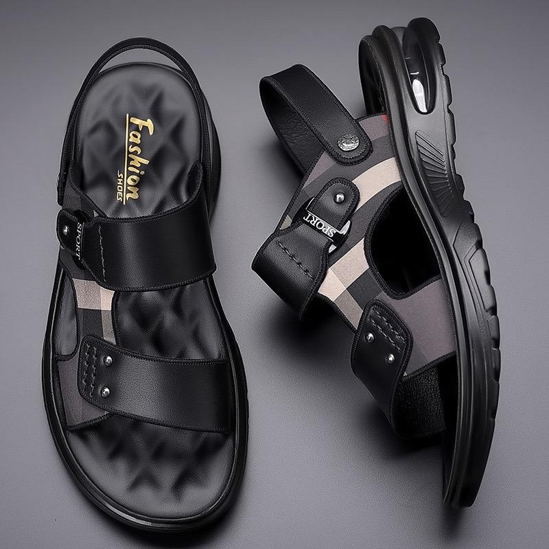 Brand Men's Sandals High-quality Cowhide Leather Sandals Outdoor Casual Sport Sandals for Men Non-slip Beach Shoes 2024Sandalias