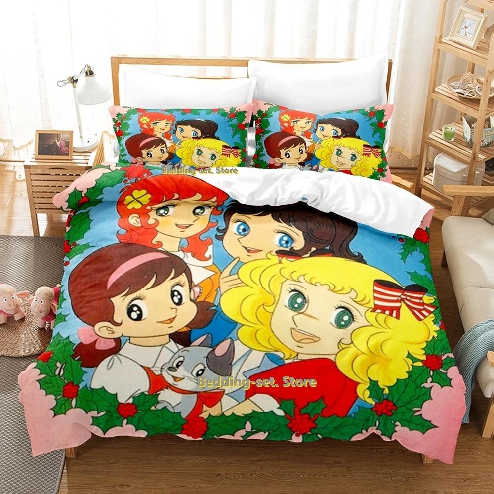 Candy Candy 3D Kawaii Anime Beddengoed Set Enkel Twin Volledig Queen King Size Dekbedovertrek Sets voor Volwassen Kind Slaapkamer