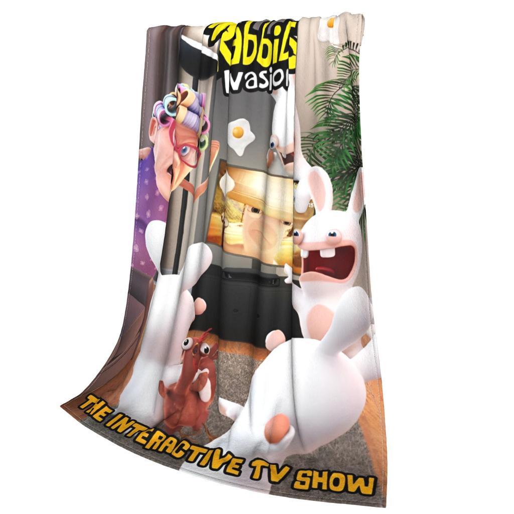 New Arrival Invasion Rabbits Anime Funny Blanket Lightweight Thin Coral Fleece Plush Relax Throw Blankets Machine Washable