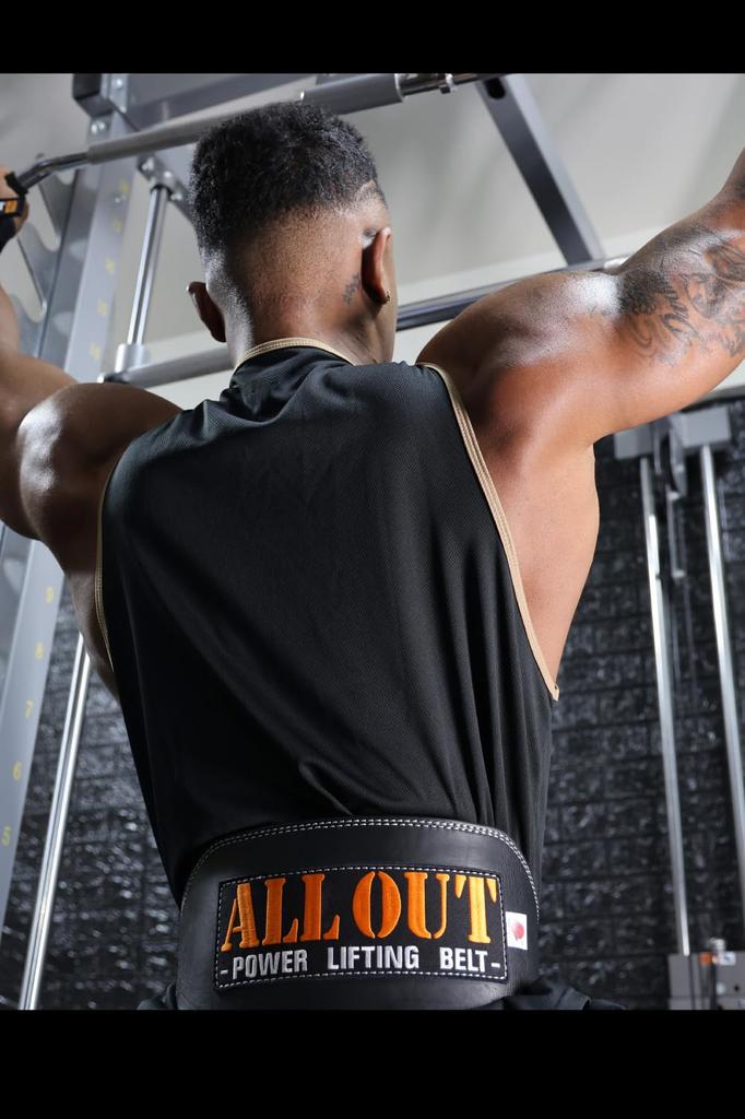 ALLOUT Training Power Strength Training Leather Lifting Made with Premium Cowhide First in Japan Belt, Belt, Belt, Belt, Leather, (M, Black)