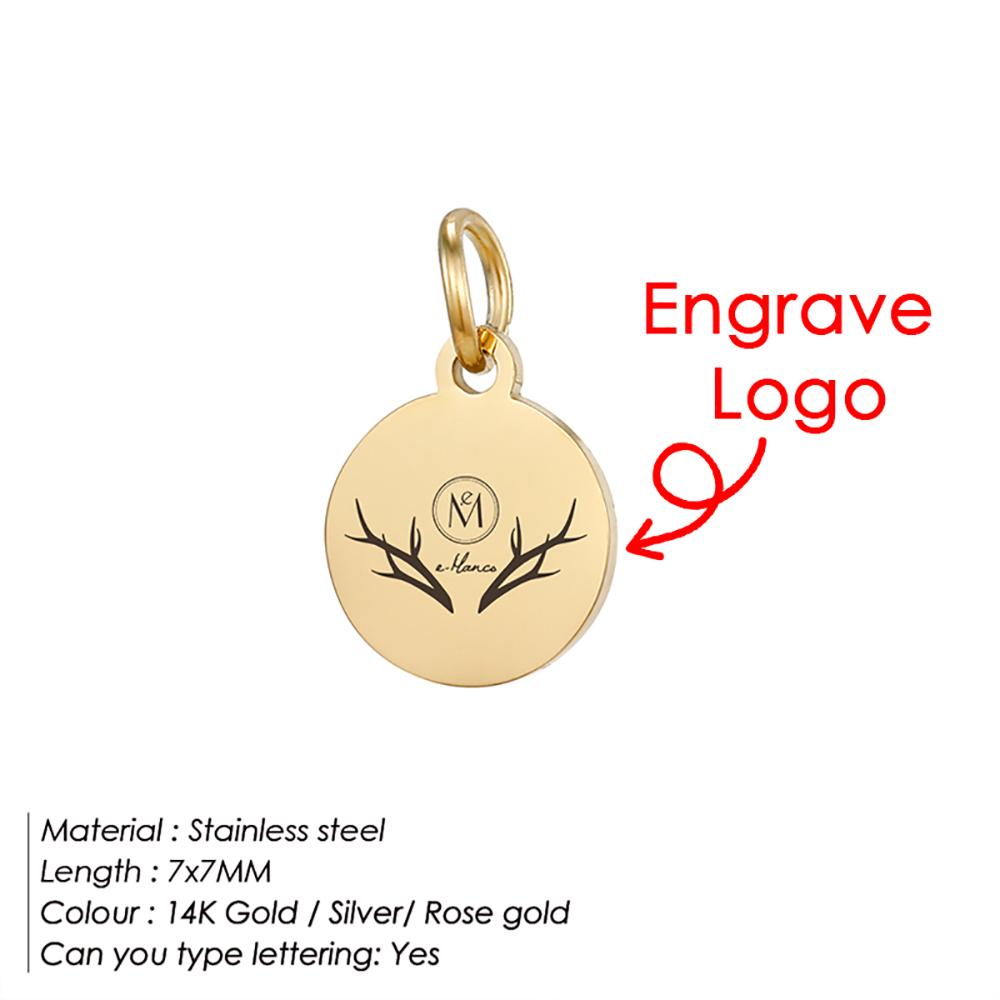 e-Manco Custom Tags Stainless Steel Charms for Necklace Bracelets 6 Sizes to Choose