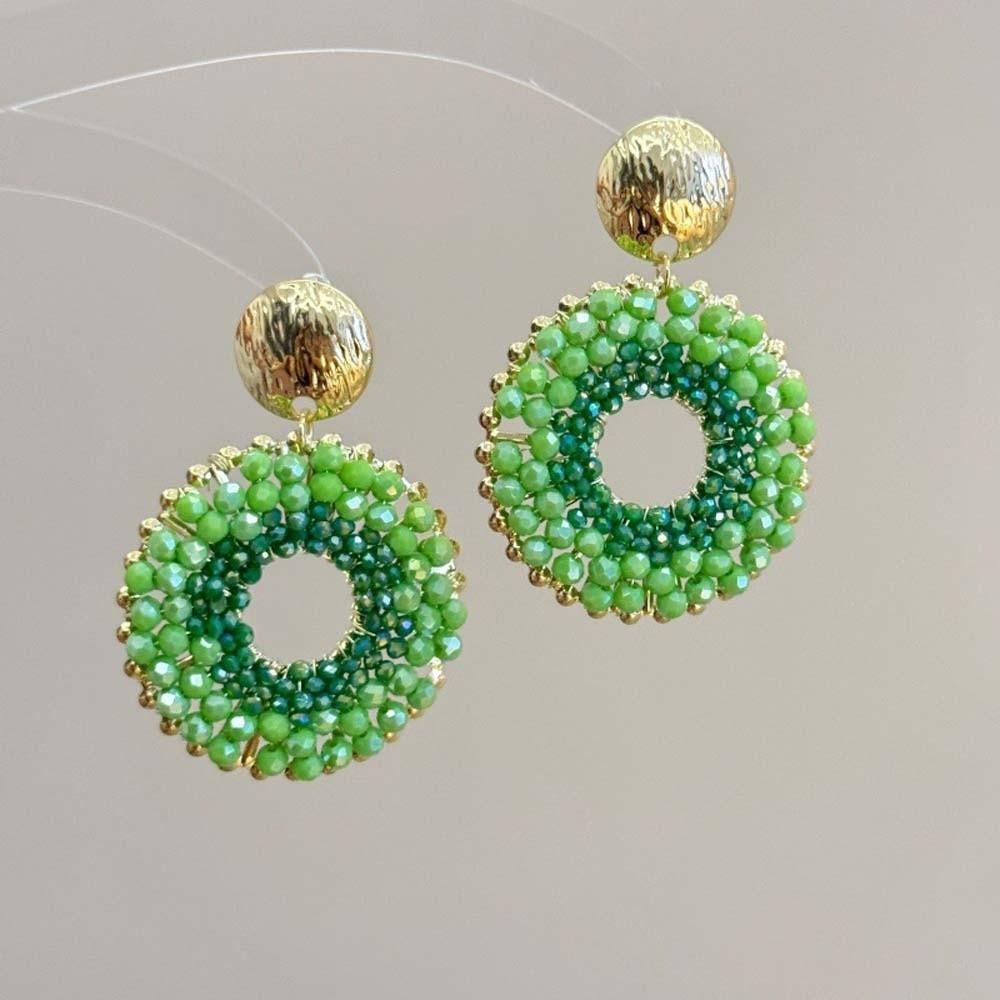 1 pair Ethnic Style Glass Mini Beads Earrings Jewelry Round Beaded Earrings Banquet