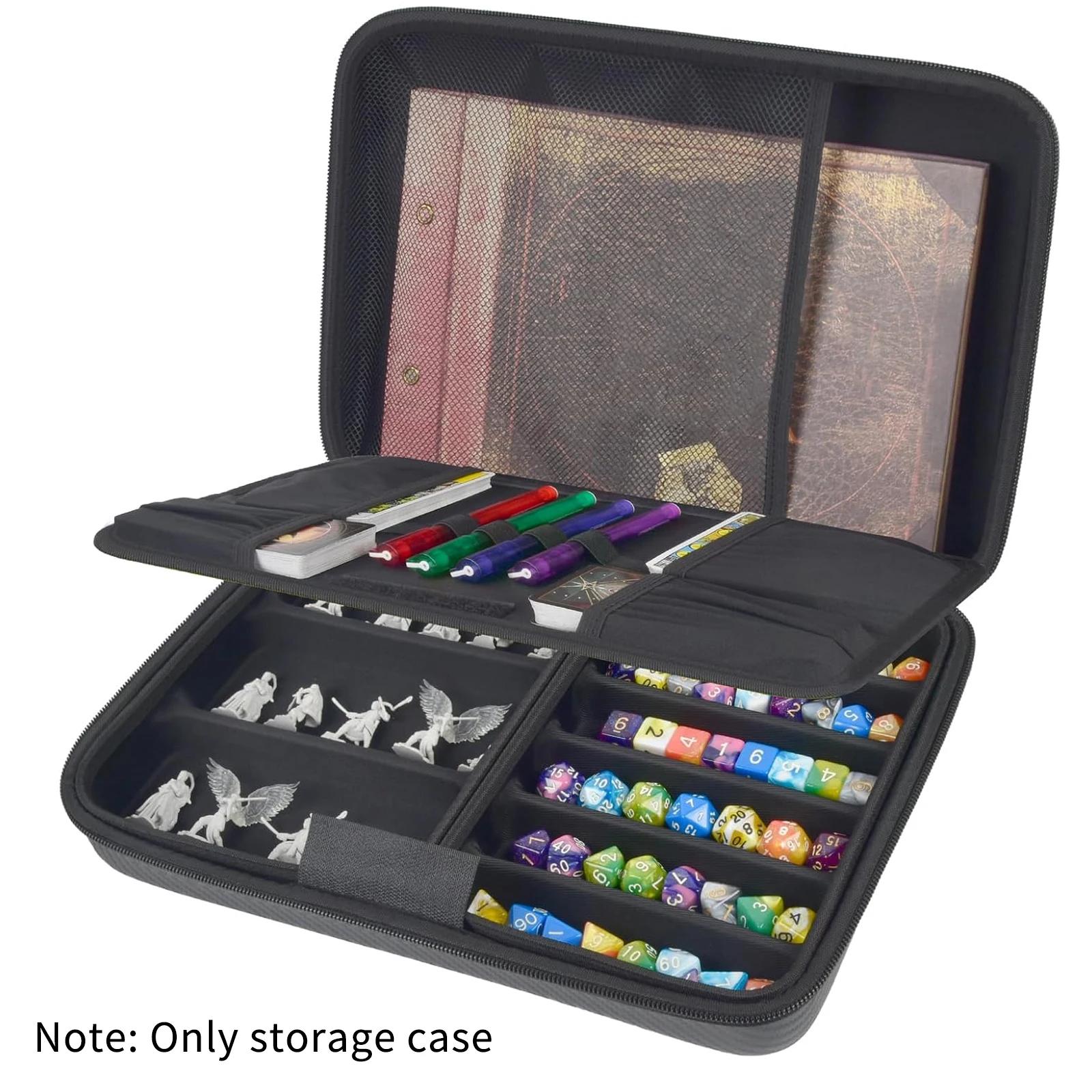 

35+ Футляр-коробка-лоток для кубиків, Тримач для зберігання набору кубиків DND, для D&D Dungeons and Dragons 7-гранних поліедричних кубиків, Органайзер для RPG M чорний