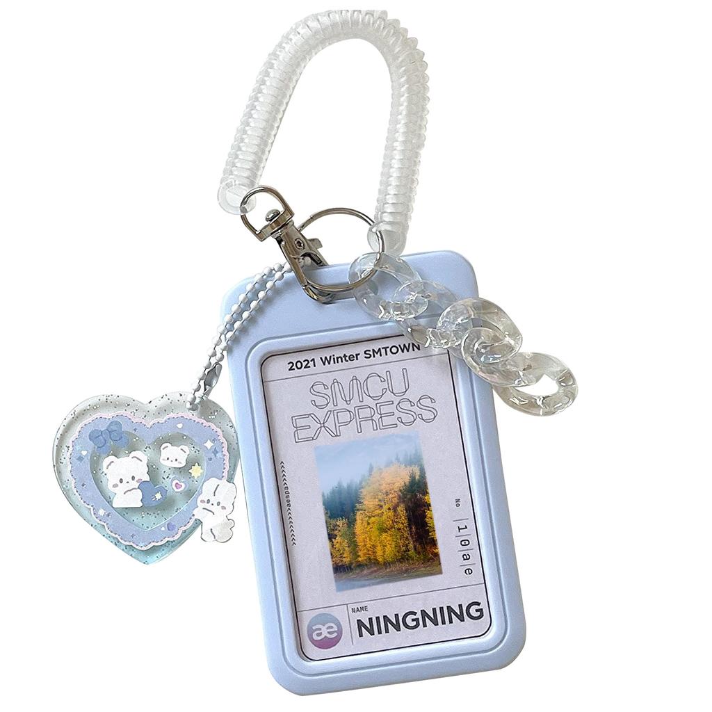 Durable & Waterproof Photocard Holders Keychain ID Badge Holder Bus Card Student School Supplies ID Credit Card Hold