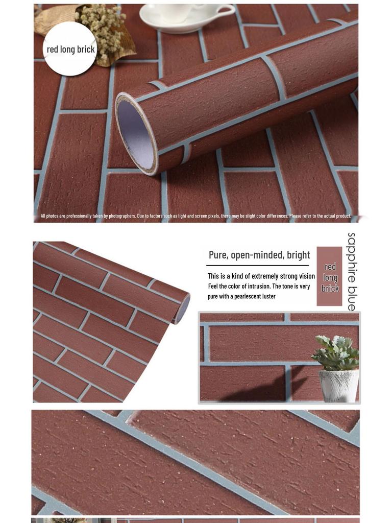 Black Retro Brick Wallpaper: Self-Adhesive, Waterproof, Moisture-Proof, Antique Tile Wall Sticker