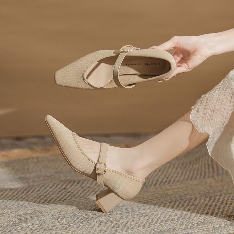 

Модный нишевый дизайн, толстый каблук, маленький квадратный носок, темпераментные женские новые туфли-лодочки, простые и удобные женские туфли 34