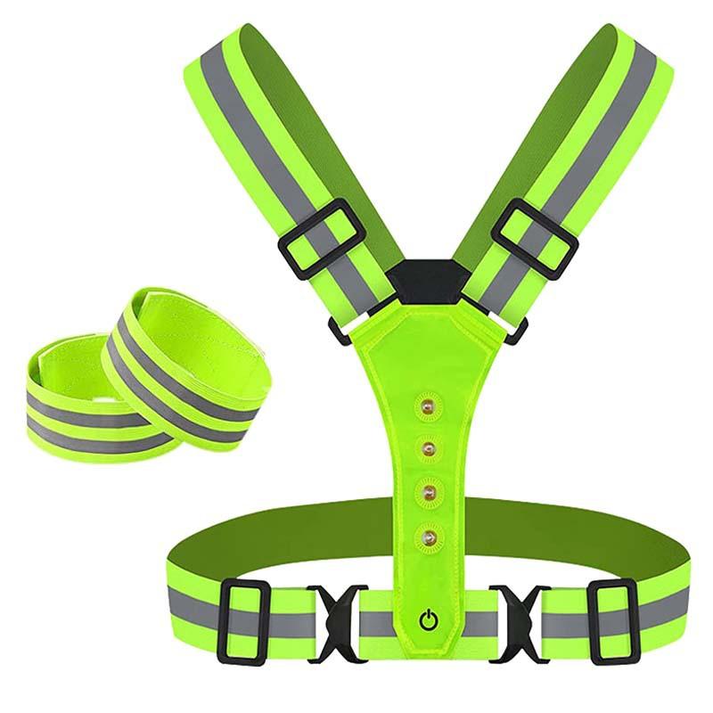 Adjustable Outdoor Sport Reflective Strap Vest LED Night Chest Lamp Safe Running Warning Light Cycling Accessories Unisex