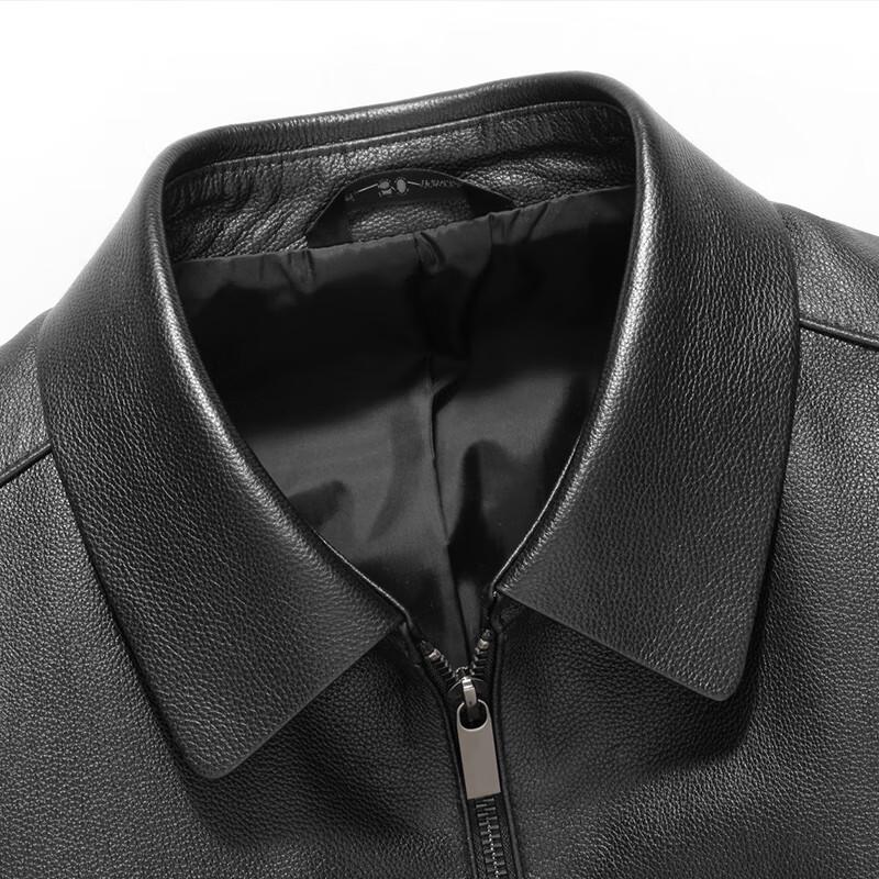 Fengxun Men's Business Casual Lapel Leather Jacket
