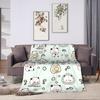 Cartoon Panda Bubu Dudu Blankets Fleece Print  Portable Lightweight Thin Throw Blanket for Bed Office Rug Piece