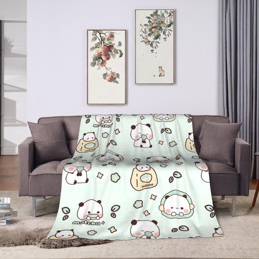 Cartoon Panda Bubu Dudu Blankets Fleece Print  Portable Lightweight Thin Throw Blanket for Bed Office Rug Piece