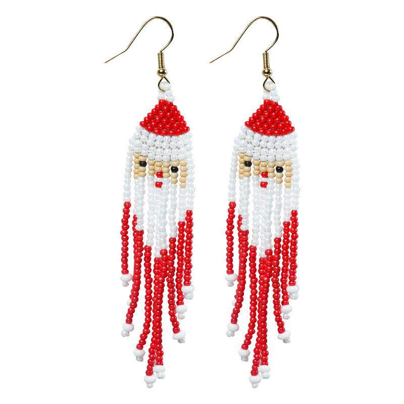 1 Pair of Bohemian Beaded Colorful Geometric Long Earrings as Earring Accessories