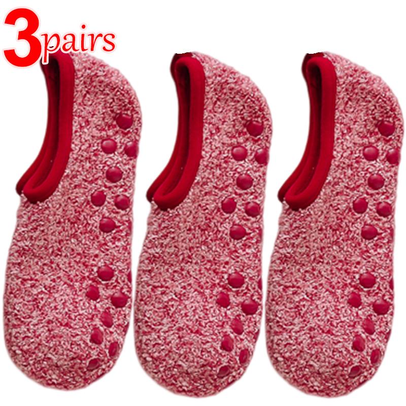 1/3 pary Miękkie Skarpetki z Polaru Koralowego Damskie Pogrubione Pluszowe Zimowe Ciepłe Kapcie Podłogowe do Spania Krótkie Skarpetki Niewidoczne Skarpetki Stopki