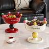 Plastic High-footed Fruit Plate Cream Style Double Layer Fruit Bowl  for Living Room