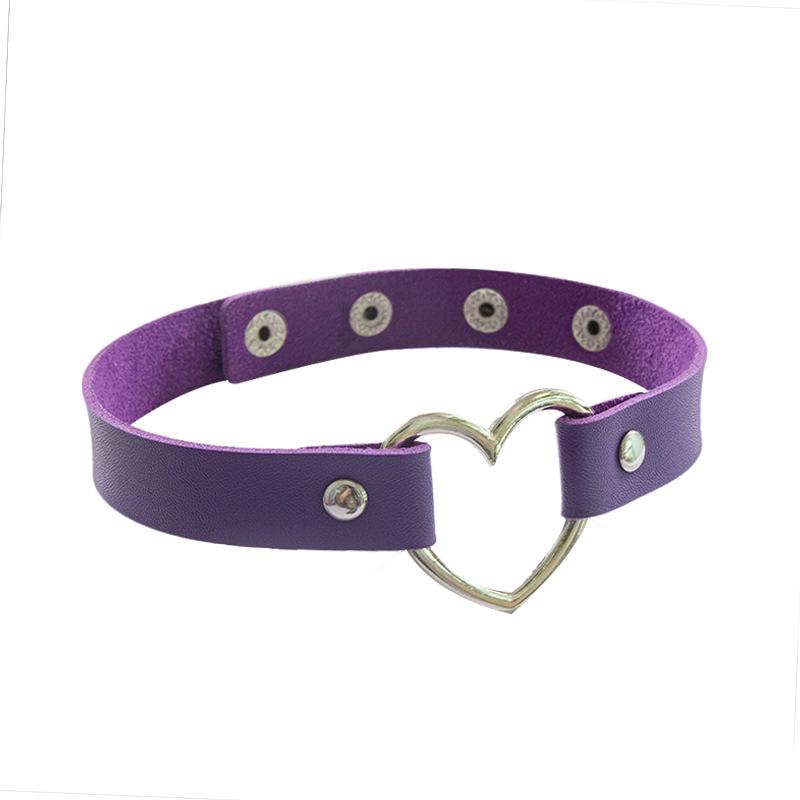 1 Adet Moda Punk Kadın Gotik Kalp Şekli Yüzük Deri Yaka Choker Kolye Kadınlar için Moda Takı Sevgililer Günü Hediyesi