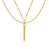 Light Luxury Rectangular Pendant Multilayer Necklace: European & American Niche Design, Titanium Steel Women's Clavicle Chain