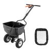 Walk Behind Spreader, 60LBS Capacity, Push Spreader with Hopper Grate, 0-9.8 Ft Spreading Width, 8 In All Terrain Pneumatic Tires, Garden & Lawn
