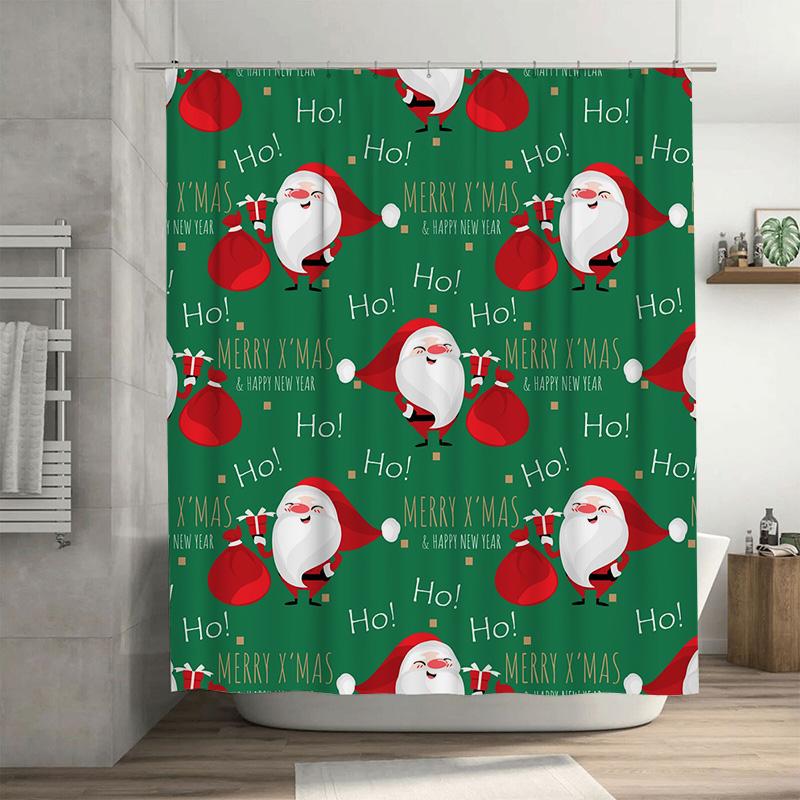 

Tu Festive Christmas Shower Curtain Holiday Bathroom Decor Merry Xmas Pattern Waterproof Fabric Holiday Home Xmas Gift Festive D W60H190(CM)-1 Pcs