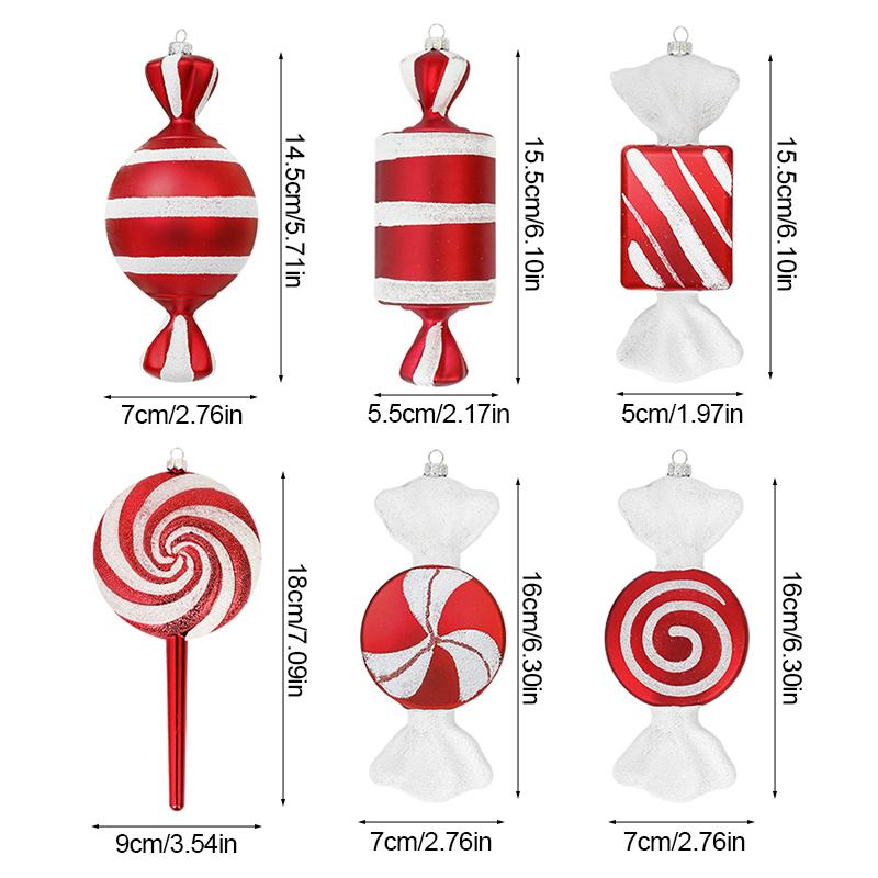 Christmas Lollipop Candy Cane Pendant Big Xmas Tree Hanging Ball Ornaments 2024 Christmas Decoration For Home 2025 New Year Gift