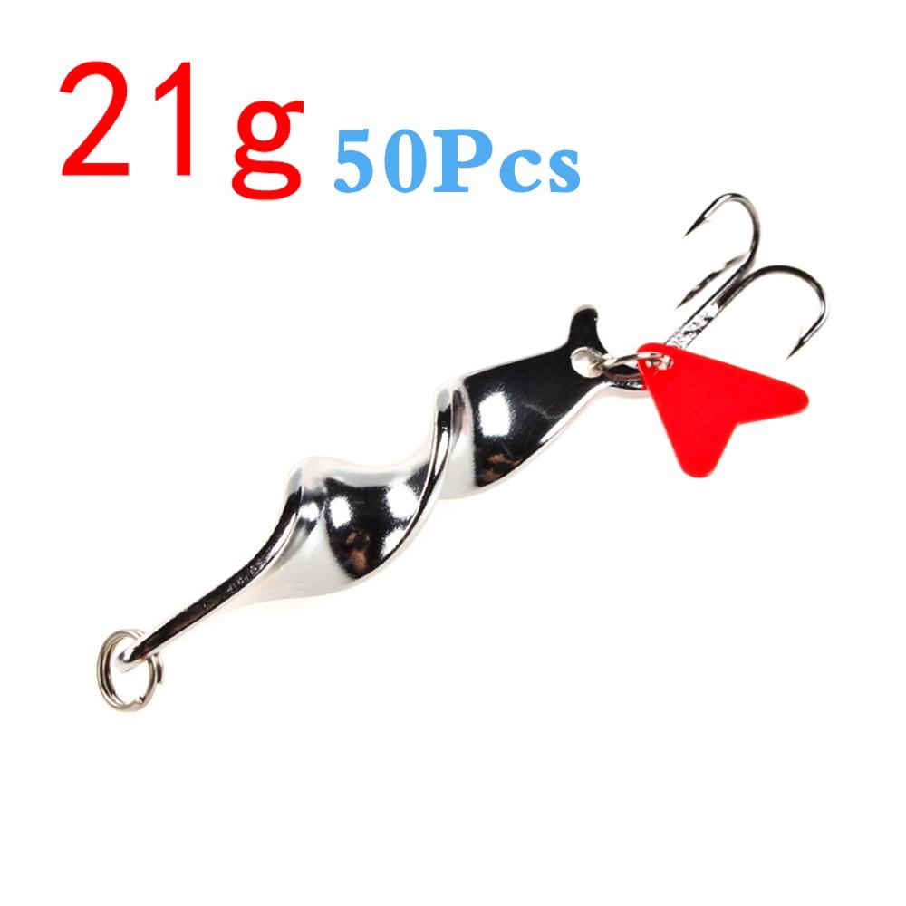 CREEKMOON 50Pcs 360 Degree Rotation Metal Spinner Spoon Fishing Lures Long Shot Trout Hard Bait Sequins Artificial Baits for Fish 10g 14g 21g 28g
