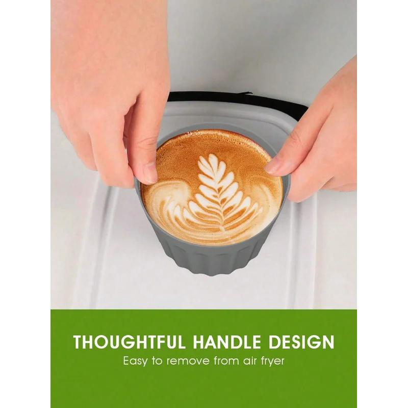 2/4 Stück Ramekins für Heißluftfritteuse Silikon Große Muffinformen Antihaft Eierpochierer Silikonform Backform Leichte Entformung Backen