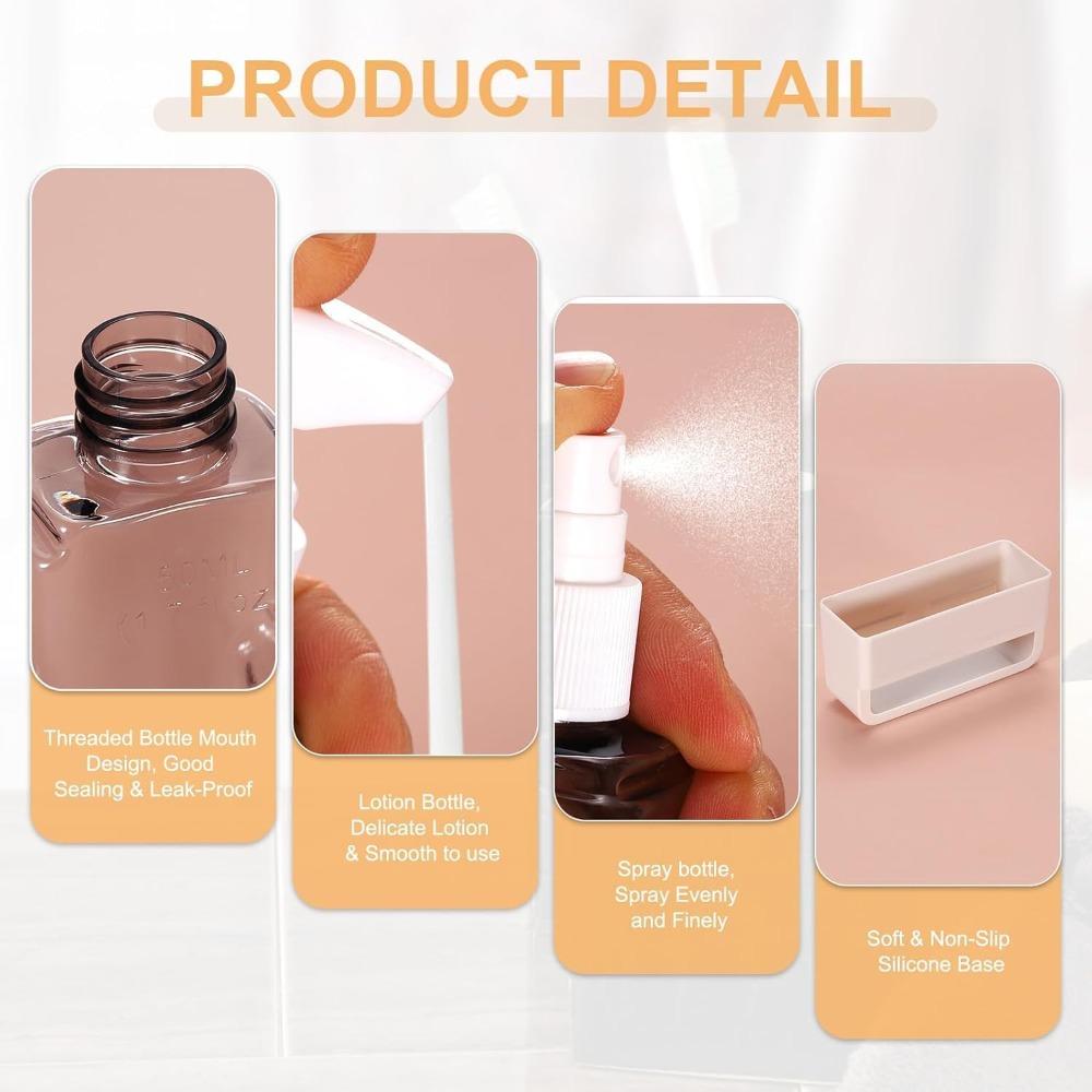 2 in 1 Travel Dispenser Bottles, Leak Proof Refillable Travel Size Containers for Toiletries, Shampoo, Body Wash, Lotion and Conditioner (2 in 1 Gray)
