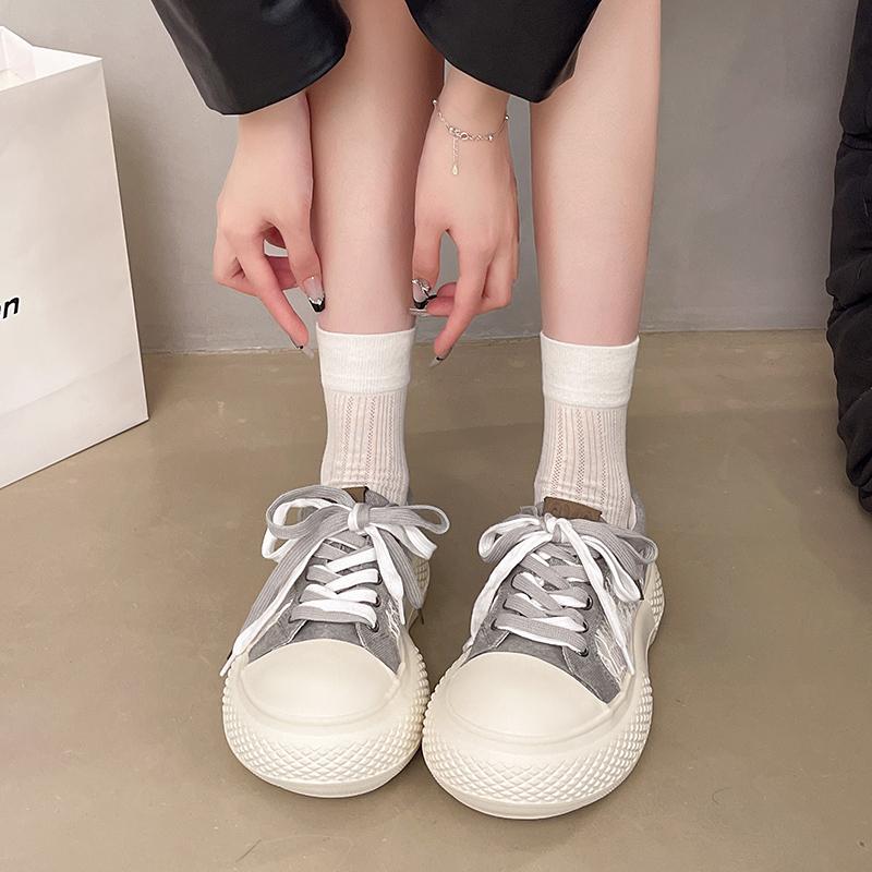 2025 New Women Chunky Canvas Shoes Summer Versatile Girl Wedge Espadrille Shoes Female Casual Sneaker Flat Shoe Zapatos De Mujer