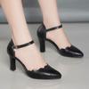 Fashion 2024 High-heeled Solid Color Sandals Female Fairy Style Summer New Baotou One-word Buckle Thick Heel Ladies Comfortable Shoes