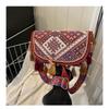 Ethnic-style Single-shoulder Bag Fashionable Small Square Bag Tassel Crossbody Small Bag