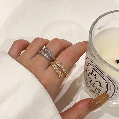 Nail Ring Micro-Inlaid Opening Simple Design Temperament High-End Ring