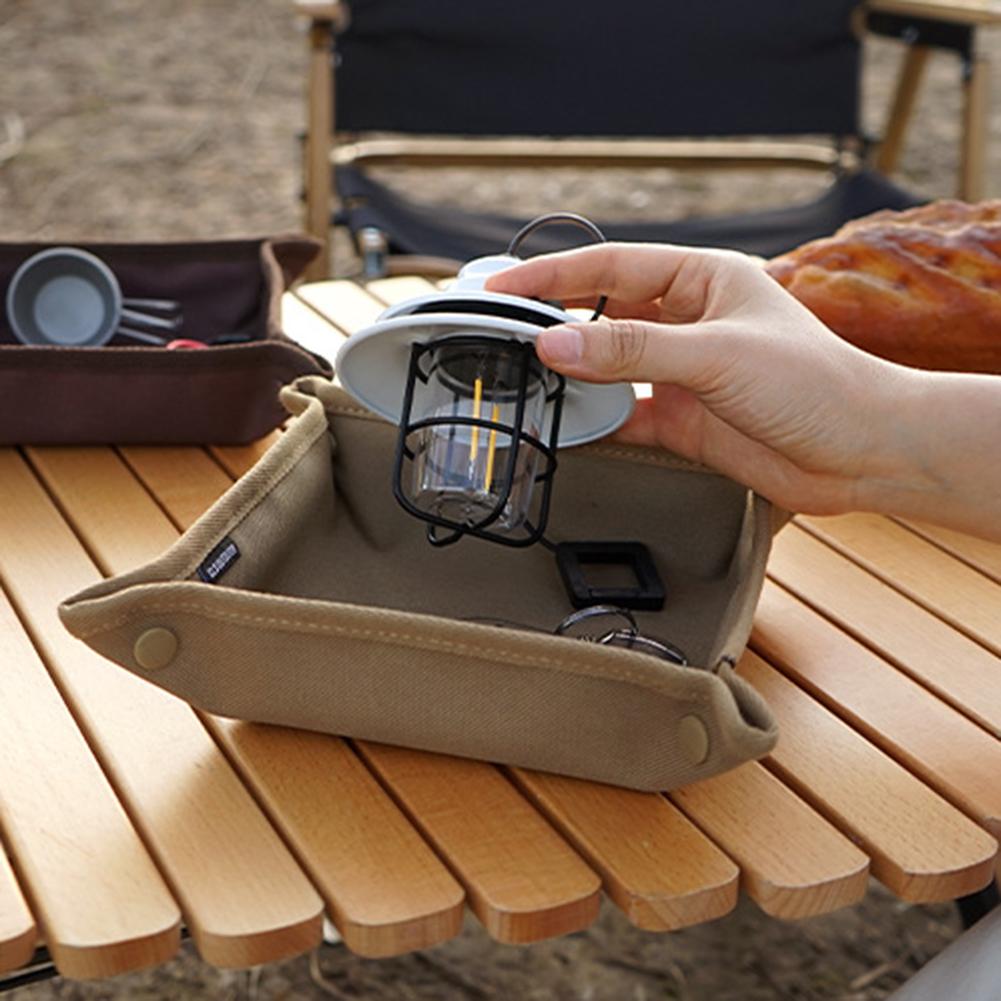 Camping Storage Tray Oxford Cloth Daily Necessities Storage Box Portable Folding Sundries Storage Box for Outdoor Hiking Travel