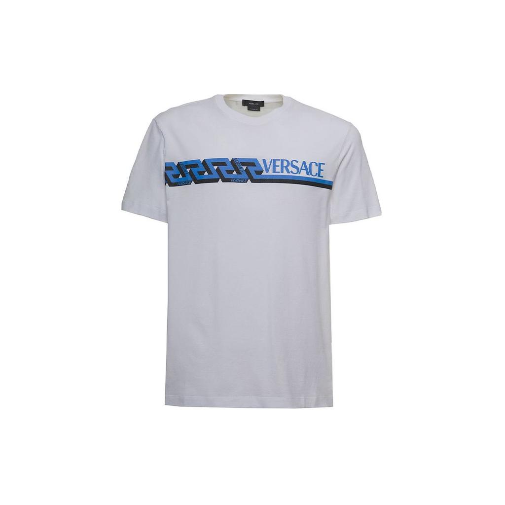 Versace Ss22 Logo Print Simple Short Sleeve T-Shirt Men Tops White 10039111-A02781-1W000